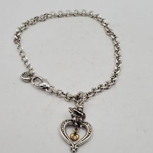Brighton Cupids Dream Bracelet Silver Gold Heart White Crystals